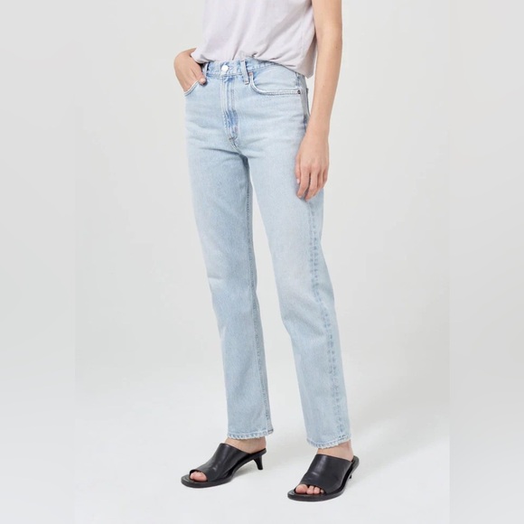 AGOLDE Mia Mid Rise Denim Jeans Straight Leg Scene Light Wash Women’s Size 34 - Picture 2 of 9
